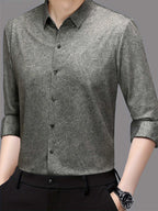 Ash Green Abstract Print Slim Fit Shirt