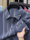 Steel Blue Vertical Stripe Regular Fit Office Shirt