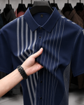 Navy Linear Regular Fit Office Wear Shirt