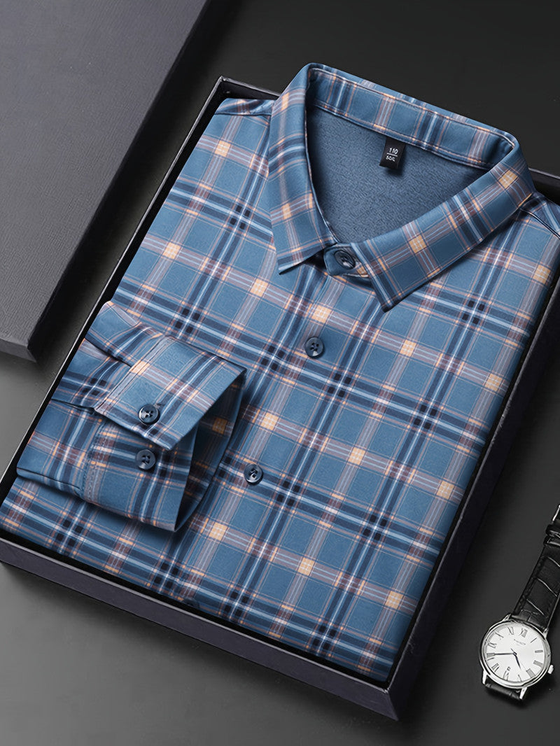 Ocean Blue Classic Check Regular Fit Office Shirt