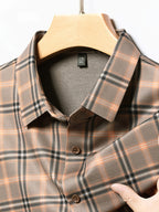 Mocha Brown Classic Check Regular Fit Office Shirt