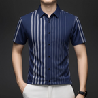 Navy Linear Regular Fit Office Wear Shirt