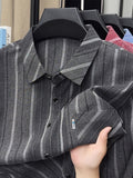 Charcoal Shadow Vertical Stripe Regular Fit Office Shirt