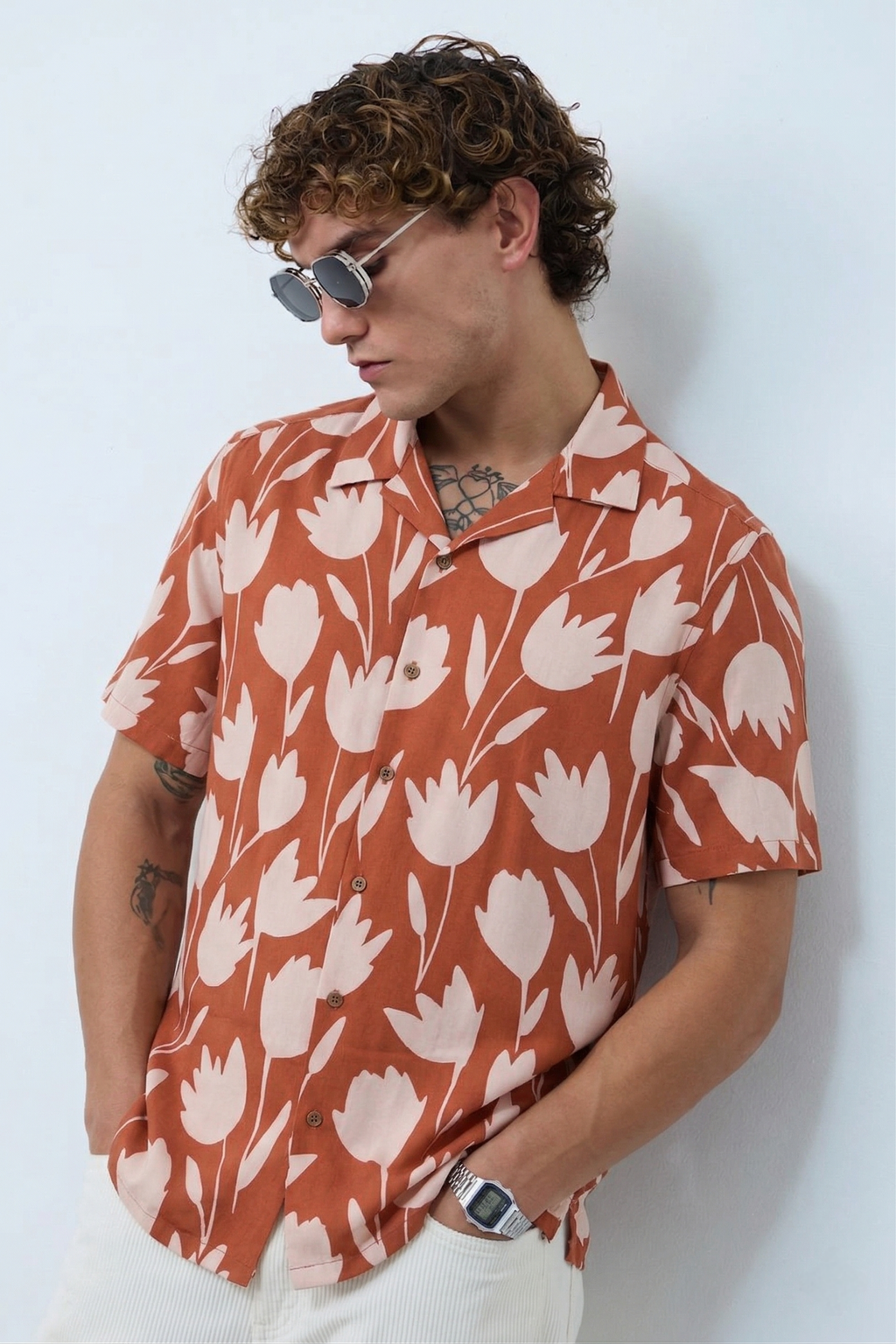 Rust Floral Shirt