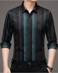 Men's Black & Teal Vertical Stripe Stretch Shirt
