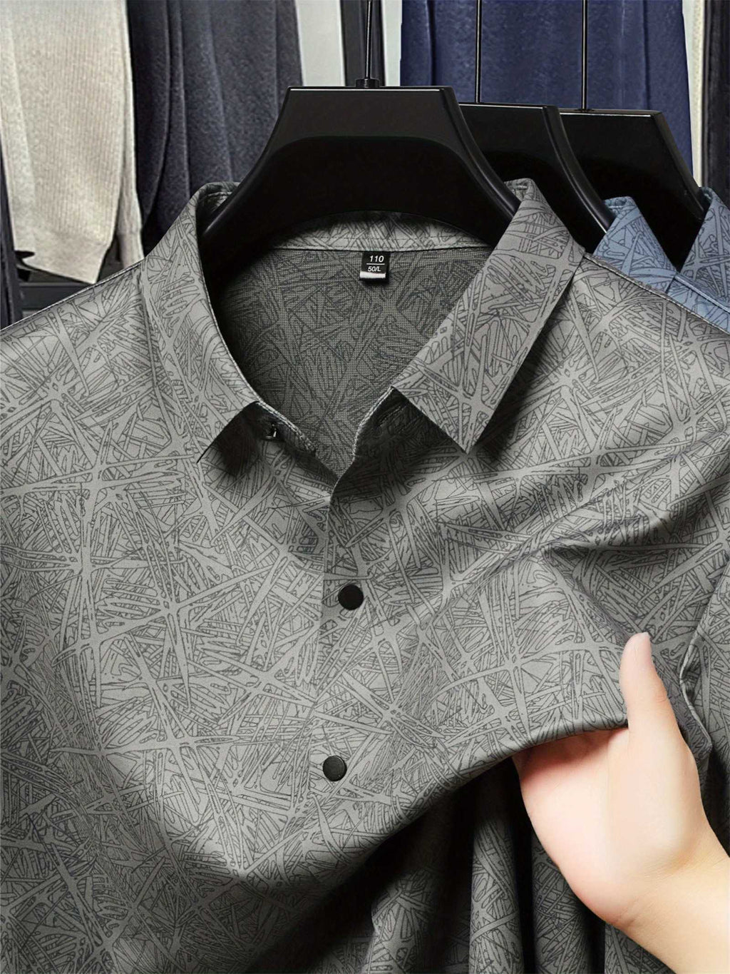 Ash Green Abstract Print Slim Fit Shirt