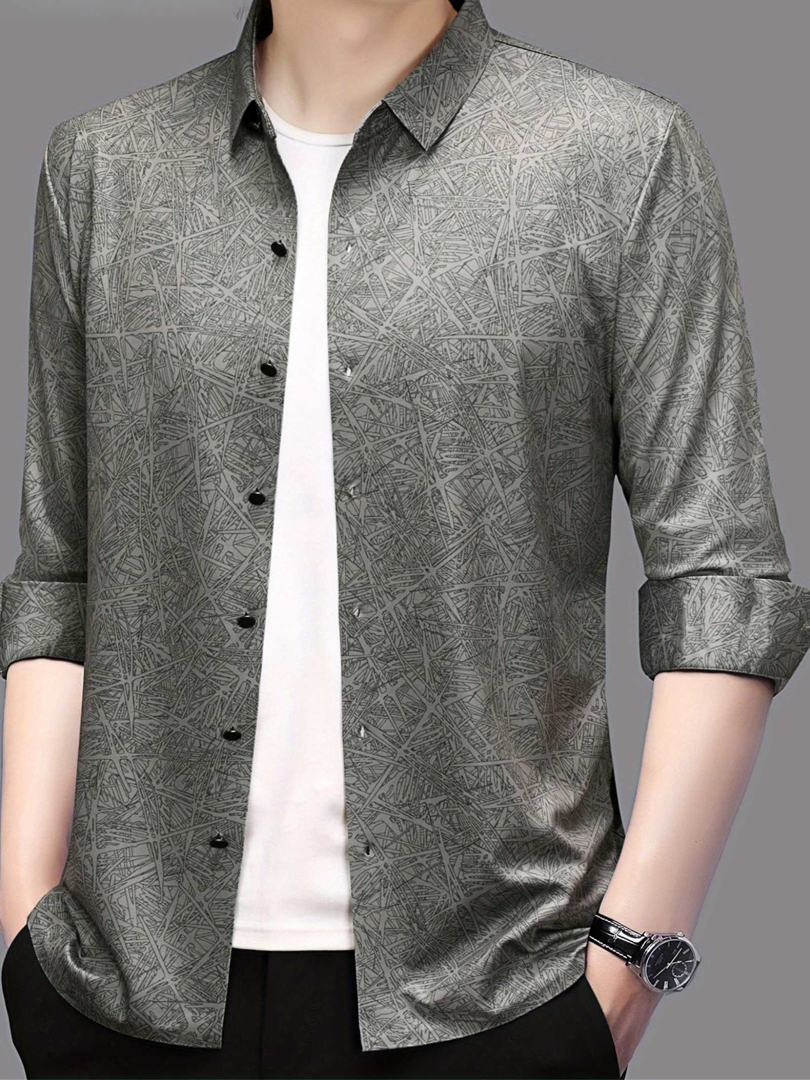 Ash Green Abstract Print Slim Fit Shirt