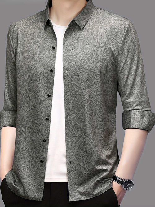 Ash Green Abstract Print Slim Fit Shirt