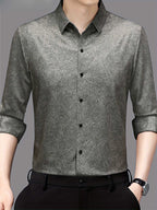 Ash Green Abstract Print Slim Fit Shirt