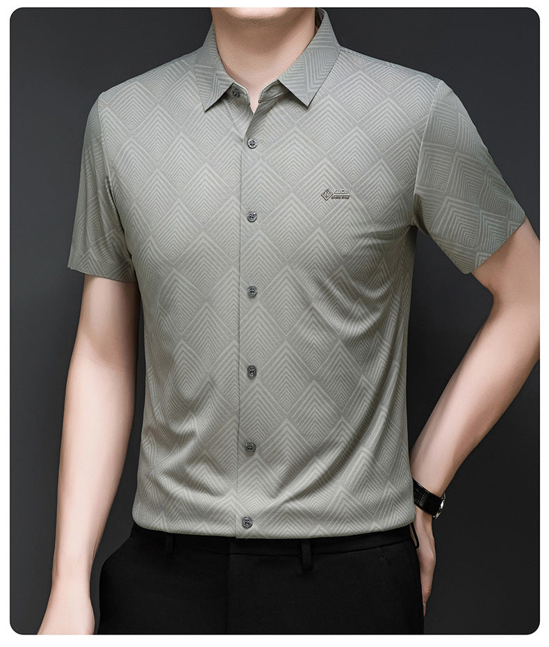 Sliver Mist Grid Regular Fit Office Wear Shirt