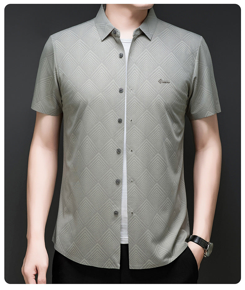 Sliver Mist Grid Regular Fit Office Wear Shirt