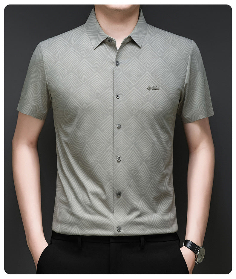 Sliver Mist Grid Regular Fit Office Wear Shirt