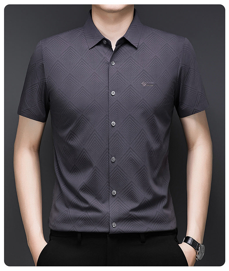 Graphite Grid Regular Fit Office Wear Shirt
