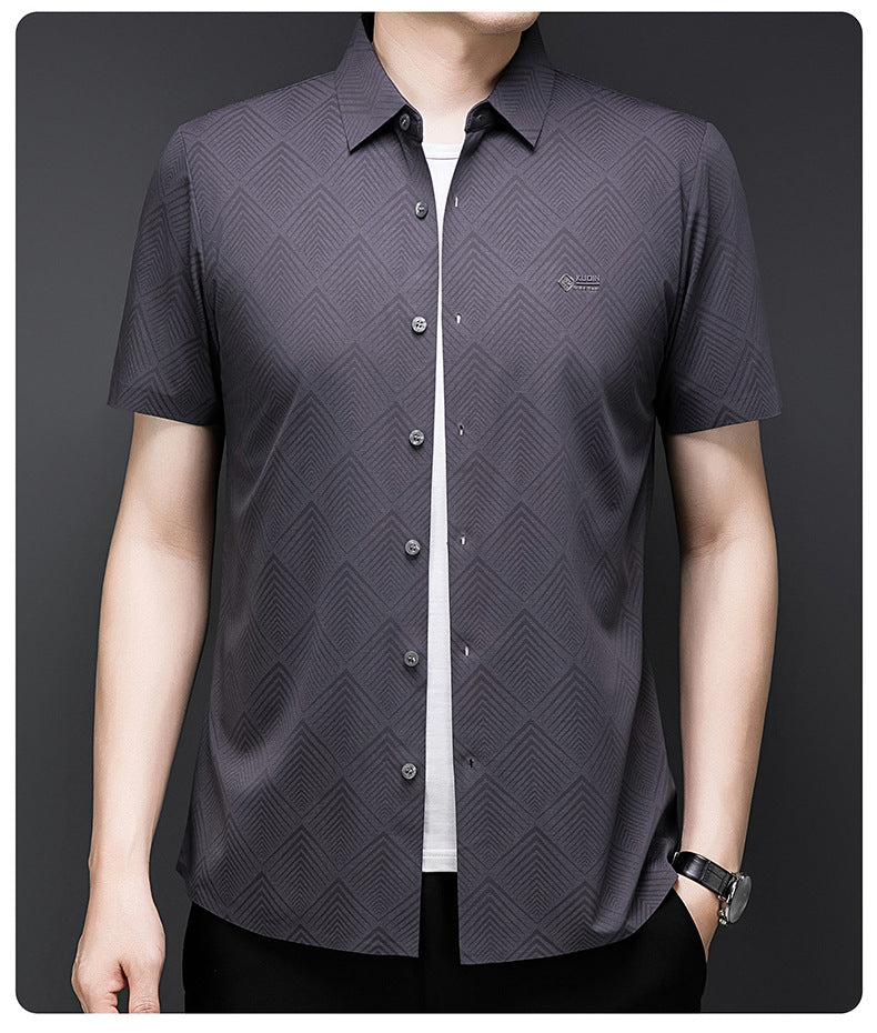 Graphite Grid Regular Fit Office Wear Shirt