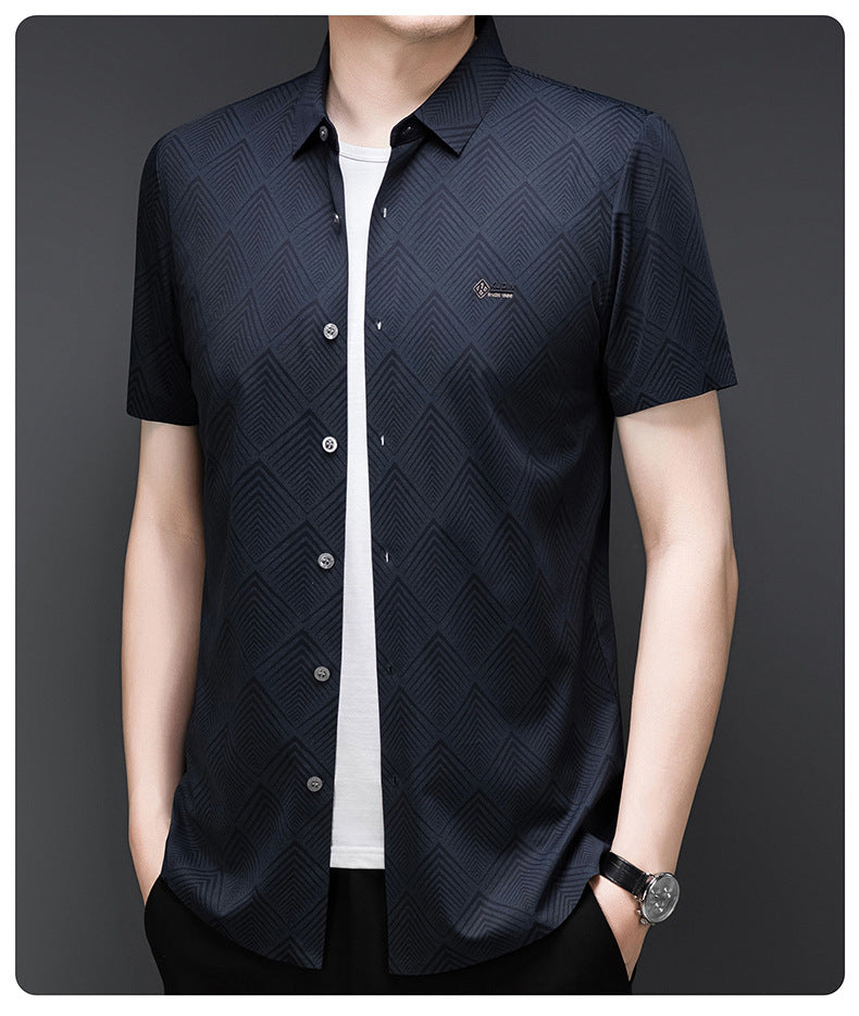 Royal Blue Regular Fit Office Wear Shirt