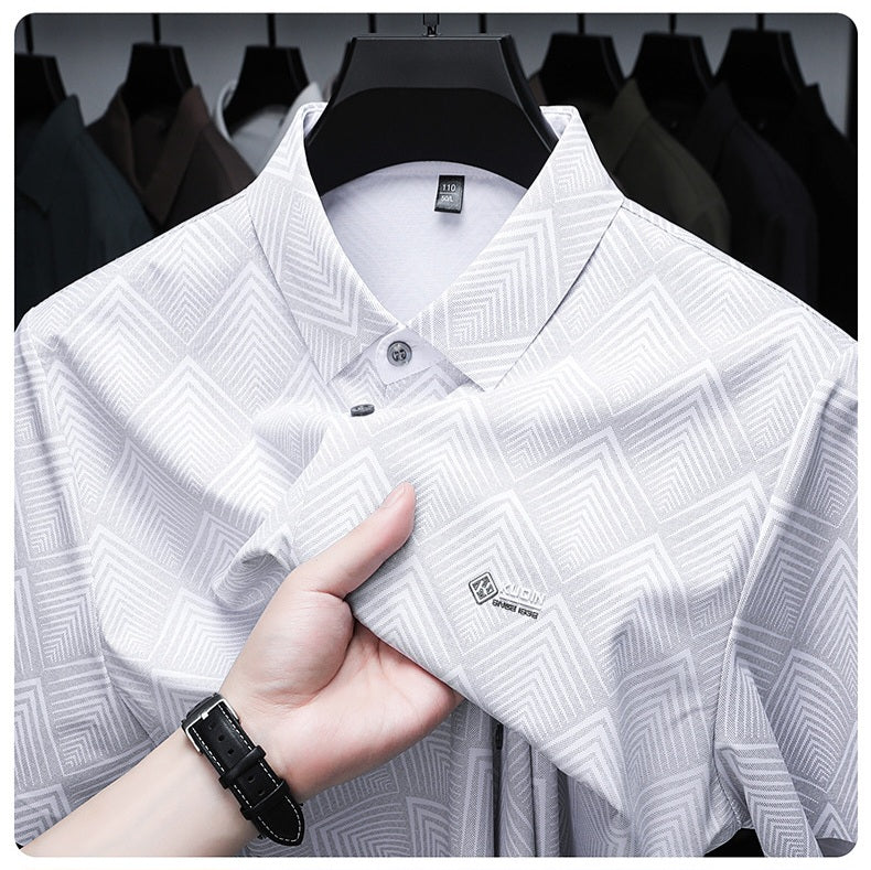 Crystal White Grid Regular Fit Office Wear Shirt