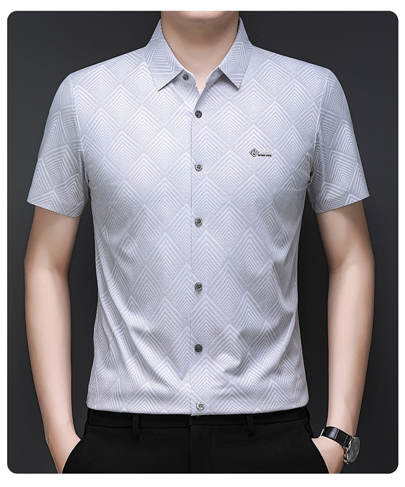 Crystal White Grid Regular Fit Office Wear Shirt