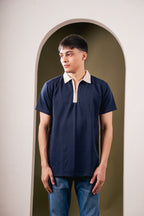 Monarch Zip Polo – Navy Blue T-Shirt