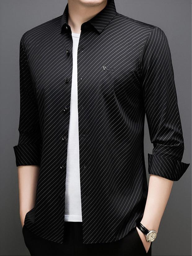 Midnight Pinstripe Regular Fit Office Shirt