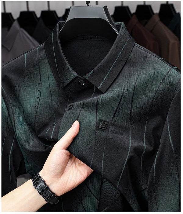 Black Greenly Stripe Office Wear Shirt