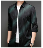 Black Greenly Stripe Office Wear Shirt